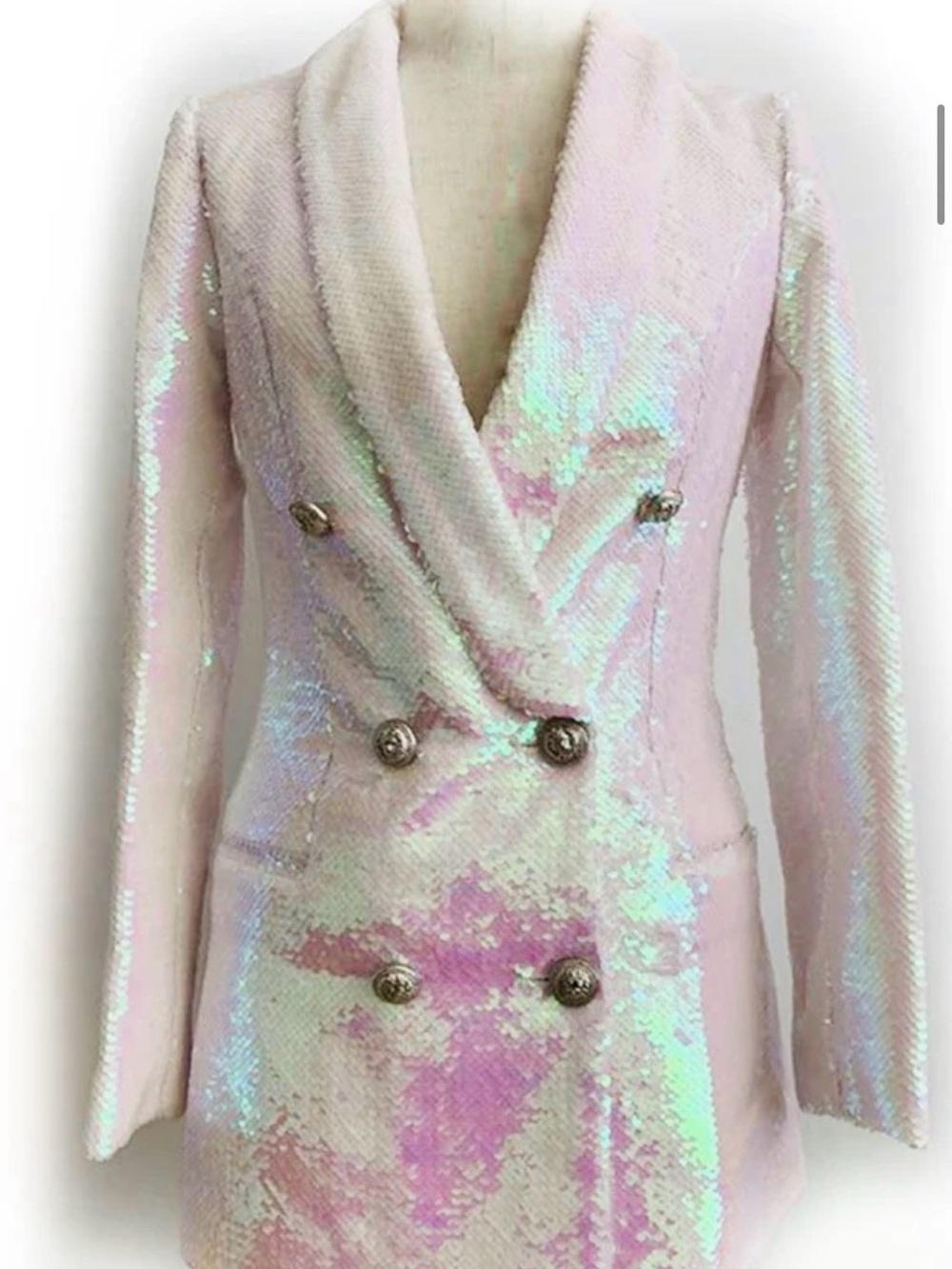 ASOS Iridescent Sequin Pink Blazer Dress